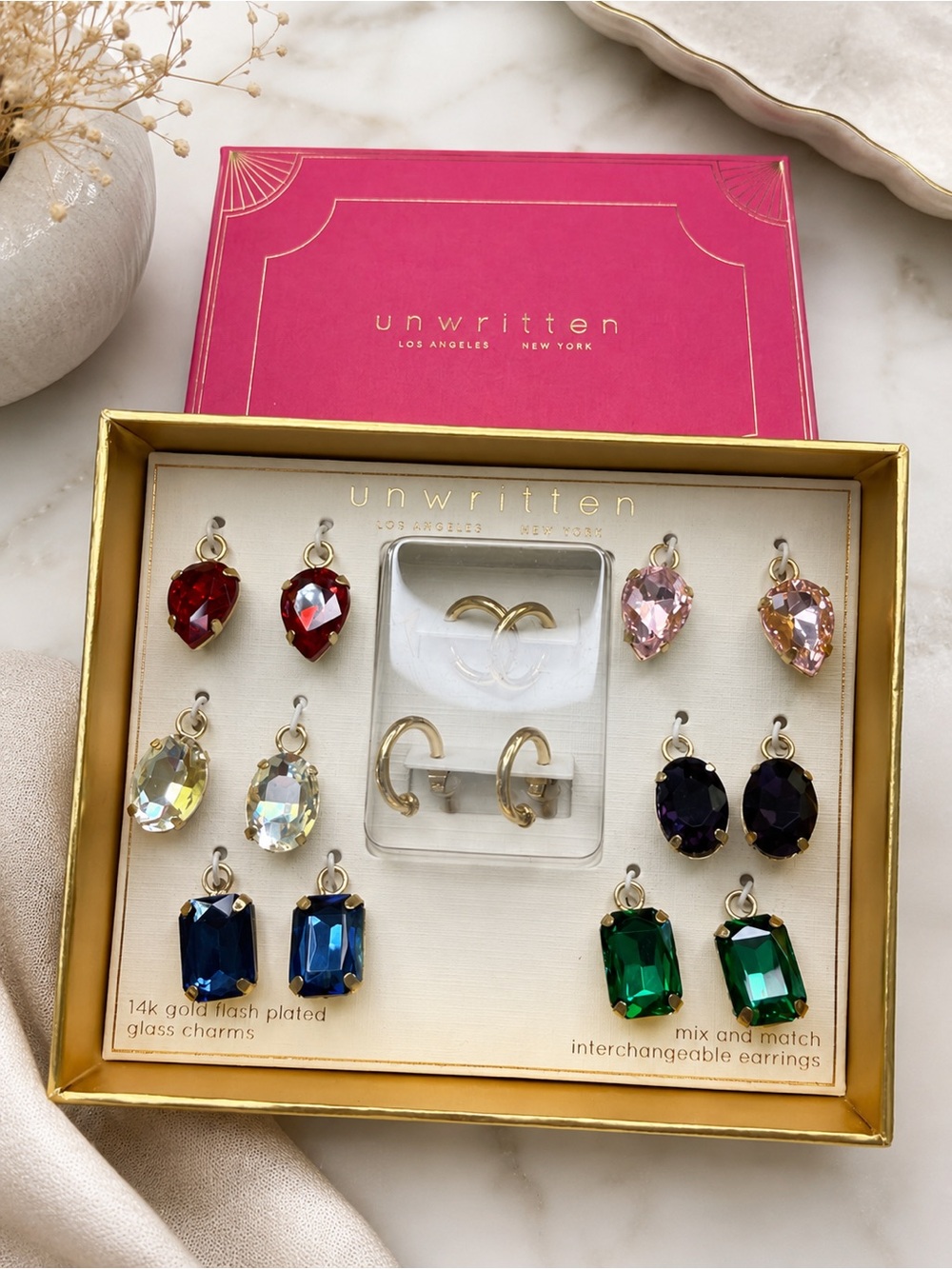 Unwritten Interchangeable Earrings Set 14K Gold Flash Plated Collection